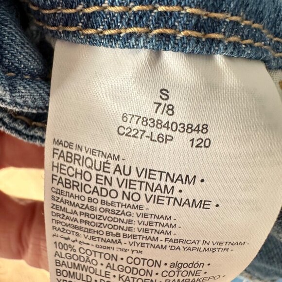 Levi’s Jean Shortalls Girls Size Small 7/8 Medium Wash Western Boho Hippie - Picture 10 of 10